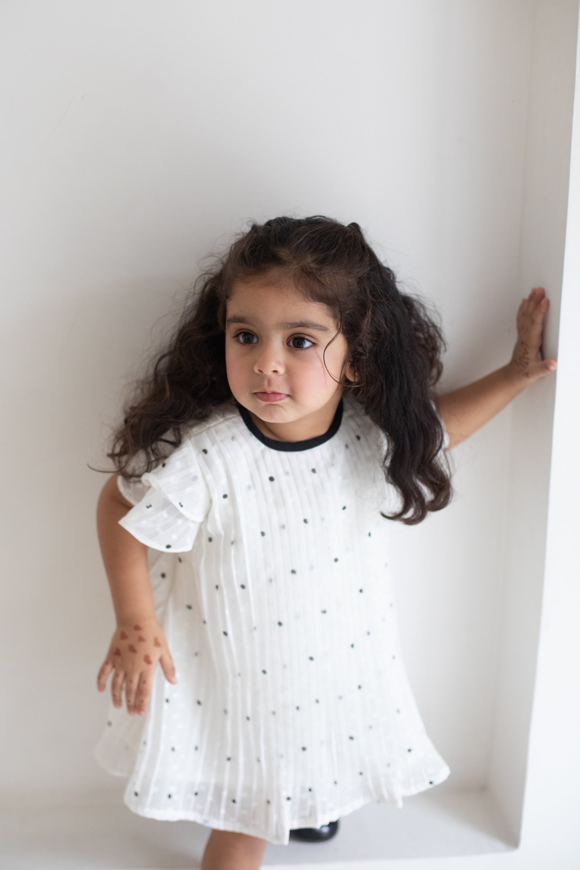 Carol Singing White Pleated Dress