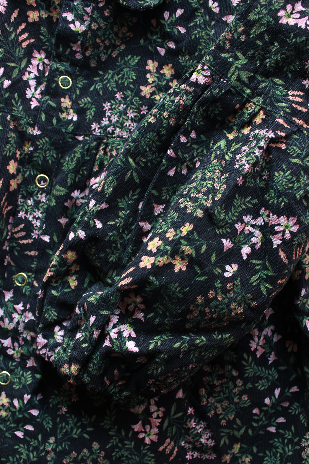 Palmehaus Black Floral Corduroy Dress