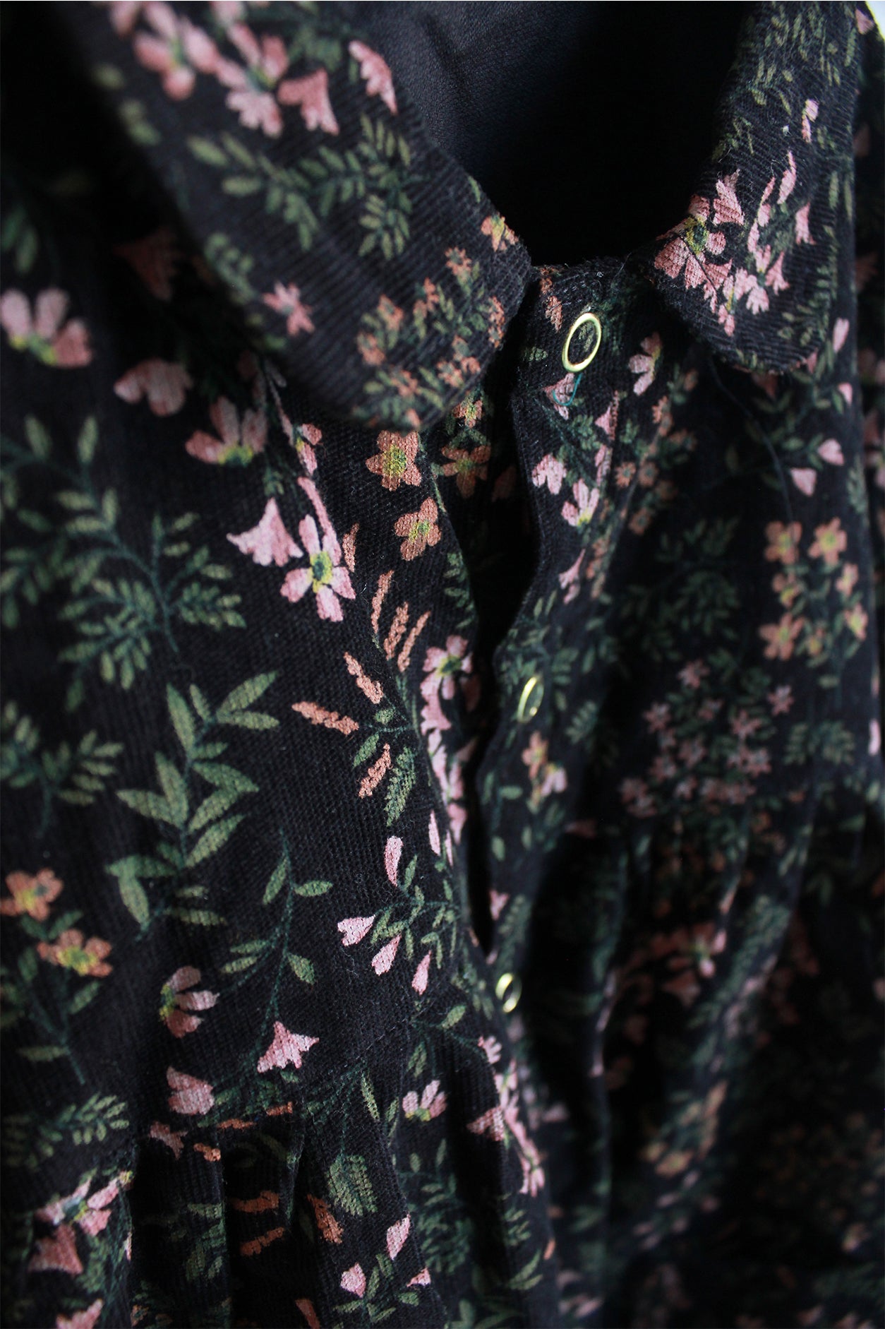 Palmehaus Black Floral Corduroy Dress